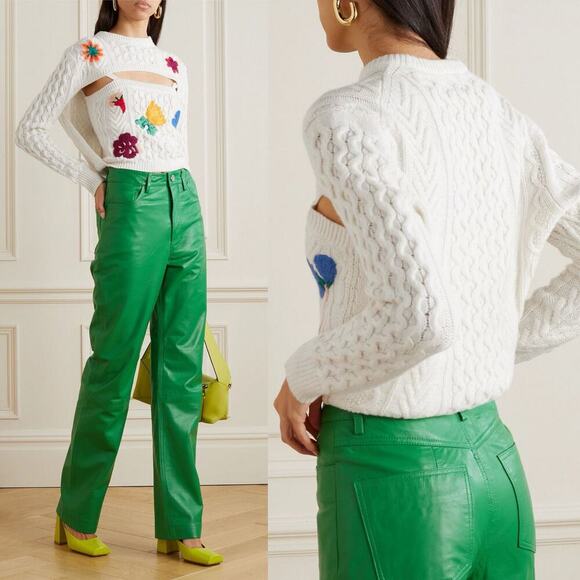 Rosie Assoulin Ivory Thousand In One Ways Cable Knit Sweater Ivory Size Large - Picture 1 of 10